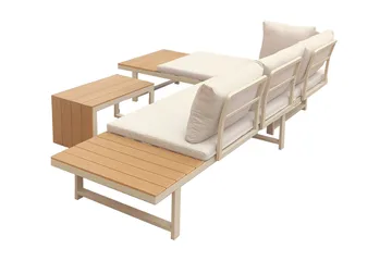Lainelle 4-sits Soffgrupp för altan och terrass med beige dynor - Beige - Utemöbler - Utegrupp - Loungegrupp