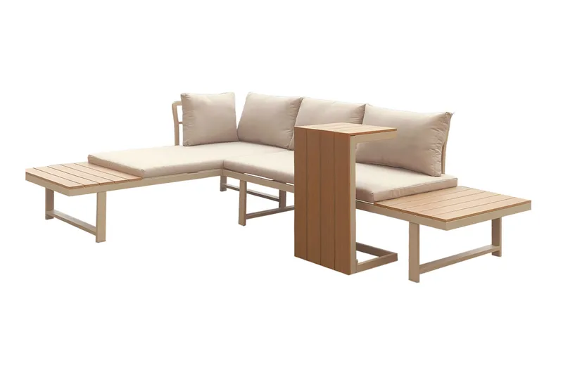 Lainelle 4-sits Soffgrupp för altan och terrass med beige dynor - Beige - Utemöbler - Utegrupp - Loungegrupp