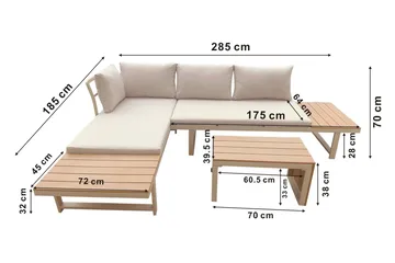 Lainelle 4-sits Soffgrupp för altan och terrass med beige dynor - Beige - Utemöbler - Utegrupp - Loungegrupp