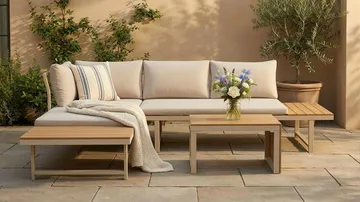 Lainelle 4-sits Soffgrupp för altan och terrass med beige dynor - Beige - Utemöbler - Utegrupp - Loungegrupp