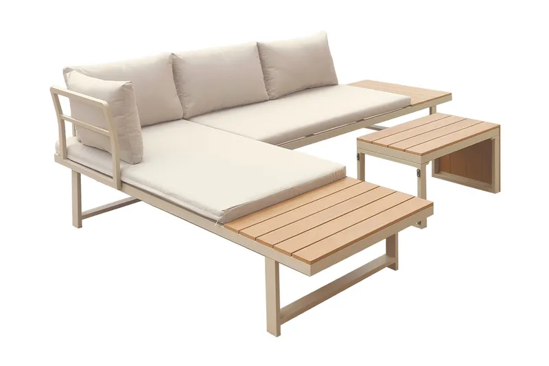 Lainelle 4-sits Soffgrupp för altan och terrass med beige dynor - Beige - Utemöbler - Utegrupp - Loungegrupp