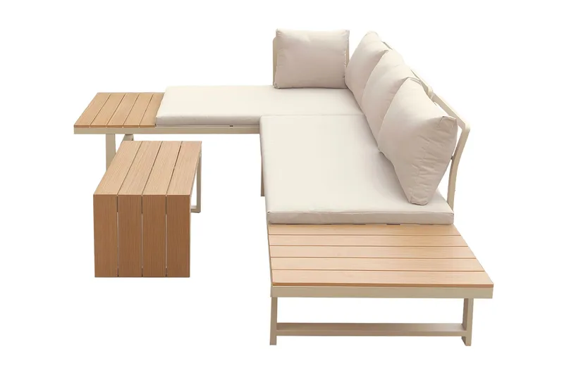 Lainelle 4-sits Soffgrupp för altan och terrass med beige dynor - Beige - Utemöbler - Utegrupp - Loungegrupp