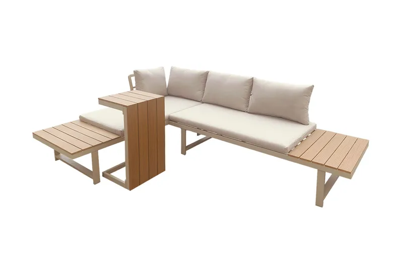 Lainelle 4-sits Soffgrupp för altan och terrass med beige dynor - Beige - Utemöbler - Utegrupp - Loungegrupp