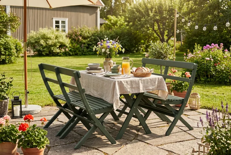 Landet Utomhus matgrupp 118x70x74 cm med 2 soffor - Grön - Utemöbler - Utegrupp - Matgrupper utomhus