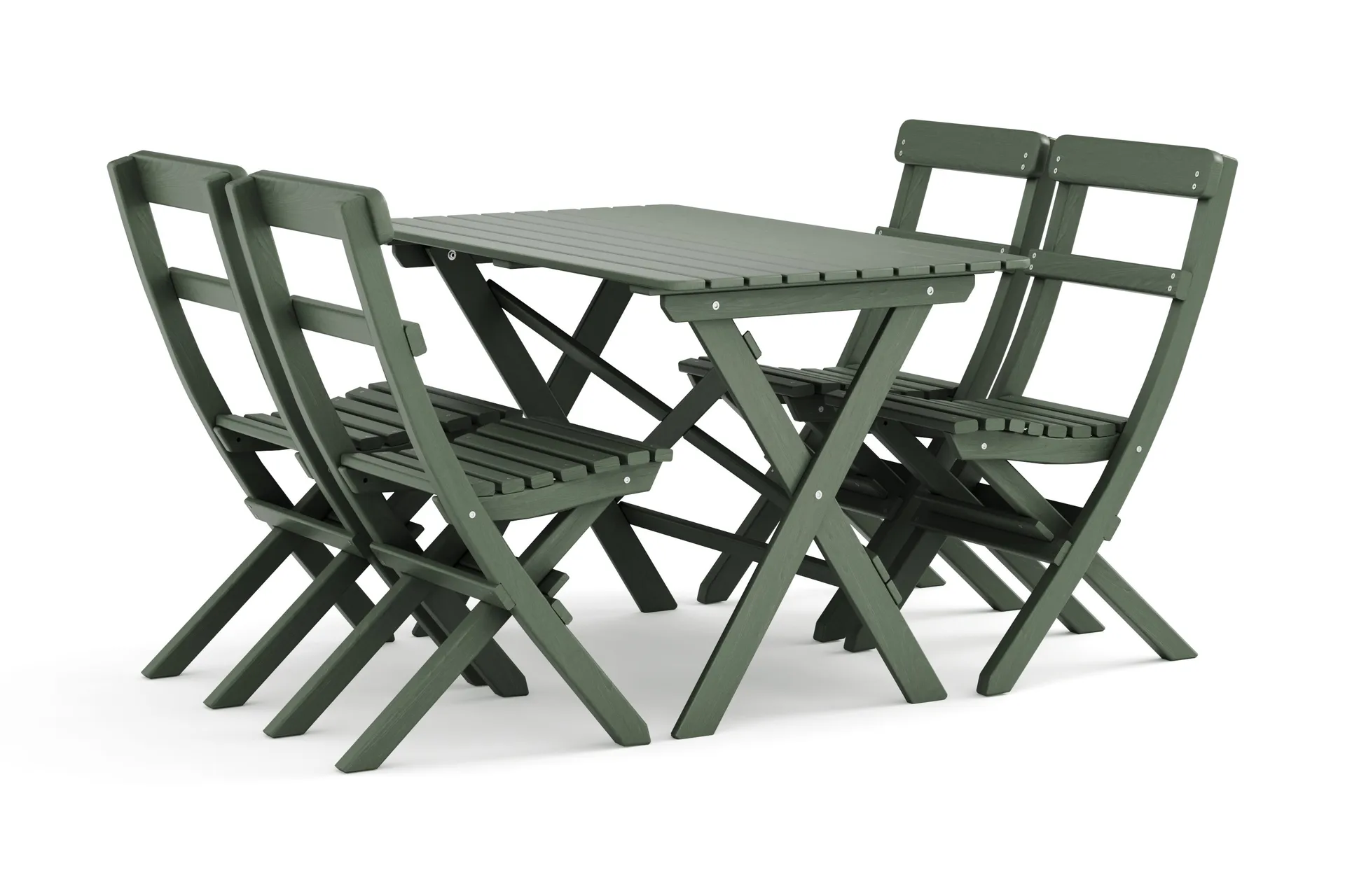 Landet Utomhus matgrupp 118x70x74 cm med 4 klappstolar - Gr&ouml;n