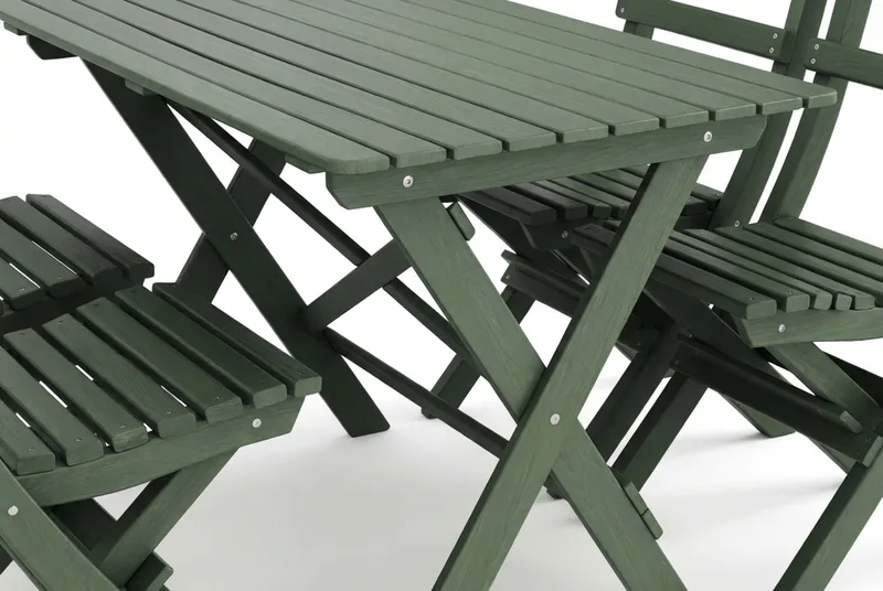 Landet Utomhus matgrupp 118x70x74 cm med 4 klappstolar - Grön - Utemöbler - Utegrupp - Matgrupper utomhus