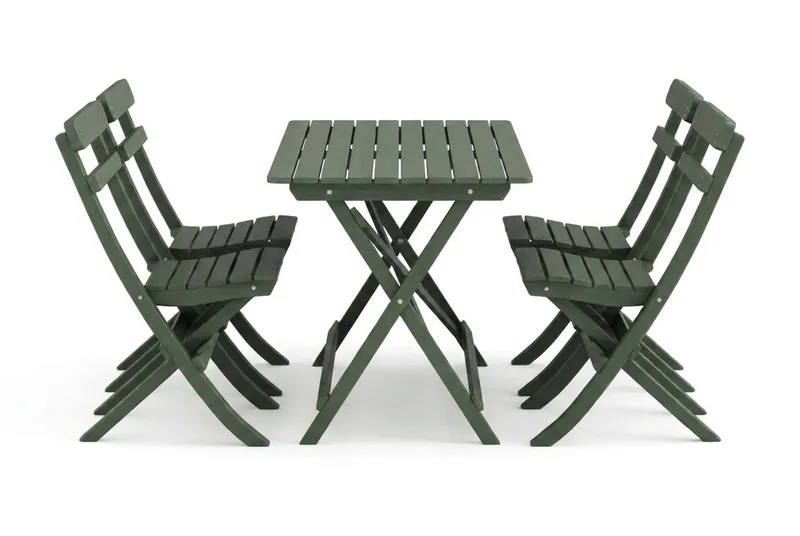 Landet Utomhus matgrupp 118x70x74 cm med 4 klappstolar - Grön - Utemöbler - Utegrupp - Matgrupper utomhus