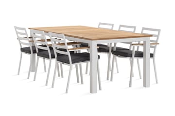 Las Vegas Matgrupp Utomhus 220-280 cm + 6 Oliver Matstol - Teak/Vit - Utemöbler - Utegrupp - Matgrupper utomhus