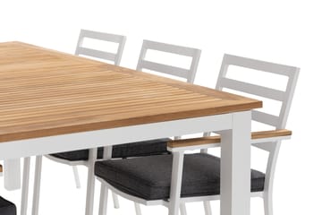 Las Vegas Matgrupp Utomhus 220-280 cm + 6 Oliver Matstol - Teak/Vit - Utemöbler - Utegrupp - Matgrupper utomhus