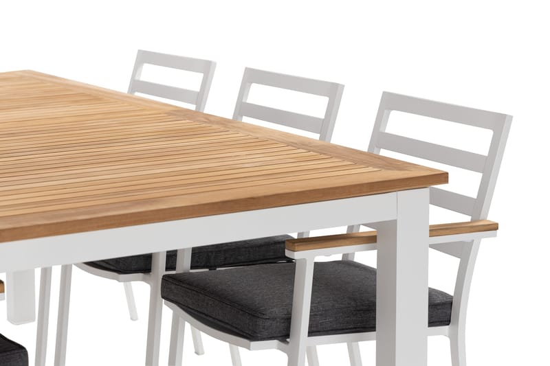 Las Vegas Matgrupp Utomhus 220-280 cm + 6 Oliver Matstol - Teak/Vit - Utemöbler - Utegrupp - Matgrupper utomhus
