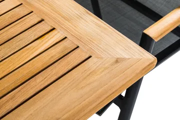 Las Vegas Matgrupp Utomhus 220-280x100+ 6 Stolar m Dyna - Svart/Teak - Utemöbler - Utegrupp - Matgrupper utomhus