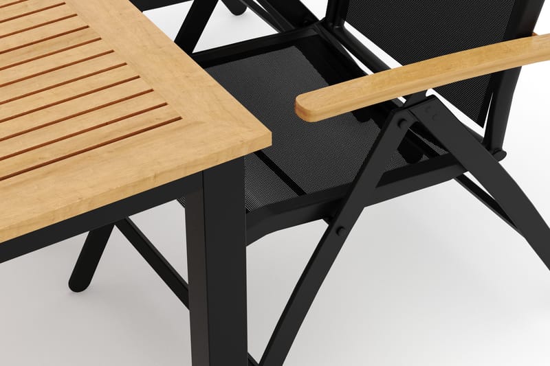 Las Vegas utomhus matgrupp förlängningsbart 152-210x90 cm med 4 Las Vegas positionsstolar - Svart - Utemöbler - Utegrupp - Matgrupper utomhus