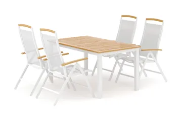 Las Vegas utomhus matgrupp förlängningsbart 152-210x90 cm med 4 Las Vegas positionsstolar - Vit - Utemöbler - Utegrupp - Matgrupper utomhus