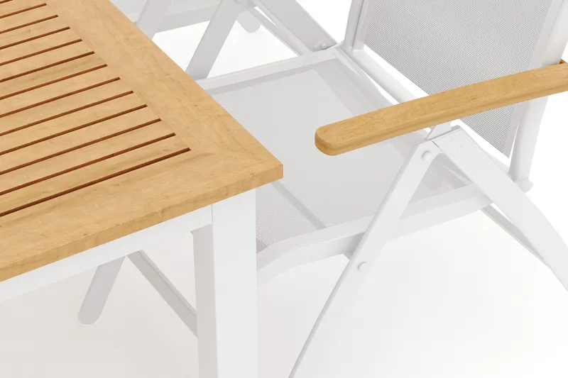 Las Vegas utomhus matgrupp förlängningsbart 152-210x90 cm med 4 Las Vegas positionsstolar - Vit - Utemöbler - Utegrupp - Matgrupper utomhus