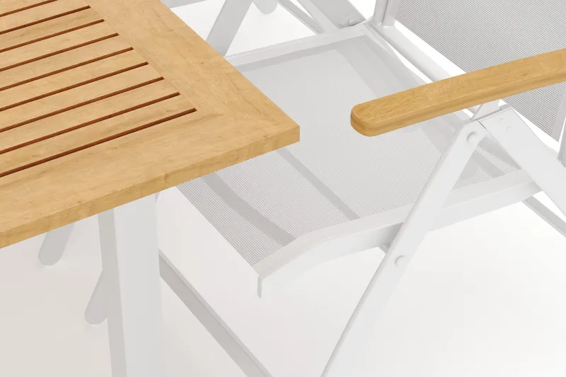 Las Vegas utomhus matgrupp förlängningsbart 152-210x90 cm med 6 Las Vegas positionsstolar - Vit - Utem öbler - Utegrupp - Matgrupper utomhus