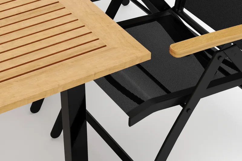 Las Vegas utomhus matgrupp förlängningsbart 152-210x90 cm med 6 Las Vegas positionsstolar - Svart - Utemöbler - Utegrupp - Matgrupper utomhus