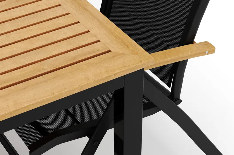 Las Vegas utomhus matgrupp förlängningsbart 220x280x100 cm med 6 Las Vegas positionsstolar - Svart - Utemöbler - Utegrupp - Matgrupper utomhus