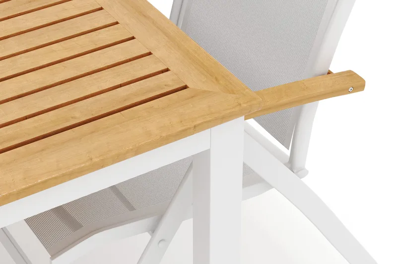 Las Vegas utomhus matgrupp förlängningsbart 220x280x100 cm med 6 Las Vegas positionsstolar - Vit - Utemöbler - Utegrupp - Matgrupper utomhus