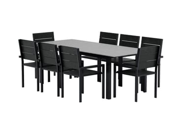 Levels Förlängningsbart Matbord Utomhus 224-324 cm med 8 Levels Stapelstol Svart - Utemöbler - Utegrupp - Matgrupper utomhus