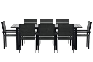 Levels Förlängningsbart Matbord Utomhus 224-324 cm med 8 Levels Stapelstol Svart - Utemöbler - Utegrupp - Matgrupper utomhus