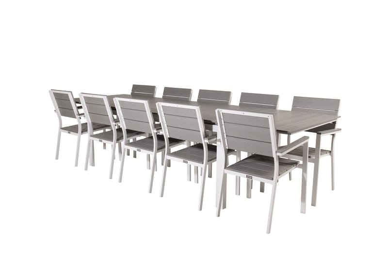 Levels Matgrupp Utomhus + 10 Utestolar - Vit/Grå - Utemöbler - Utegrupp - Matgrupper utomhus