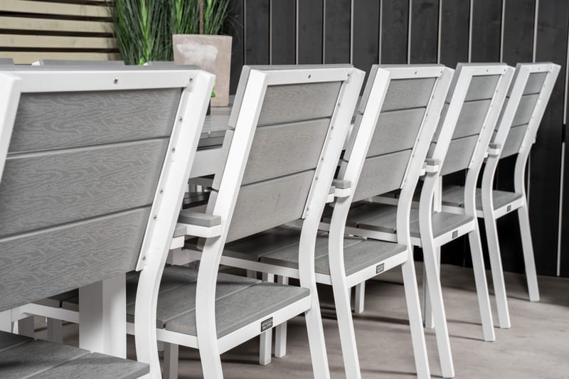 Levels Matgrupp Utomhus + 10 Utestolar - Vit/Grå - Utemöbler - Utegrupp - Matgrupper utomhus