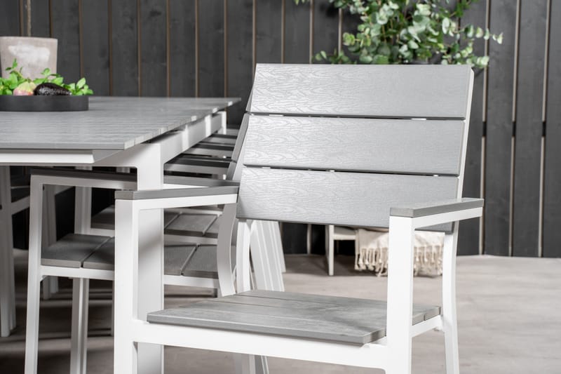 Levels Matgrupp Utomhus + 10 Utestolar - Vit/Grå - Utemöbler - Utegrupp - Matgrupper utomhus