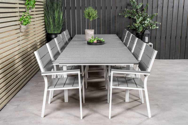 Levels Matgrupp Utomhus + 10 Utestolar - Vit/Grå - Utemöbler - Utegrupp - Matgrupper utomhus