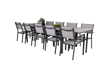 Levels Matgrupp Utomhus 225-325 cm Rektangulär med 10 Copacabana Utestolar - Grå - Utemöbler - Utegrupp - Matgrupper utomhus
