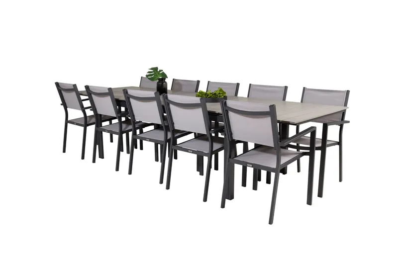 Levels Matgrupp Utomhus 225-325 cm Rektangulär med 10 Copacabana Utestolar - Grå - Utemöbler - Utegrupp - Matgrupper utomhus