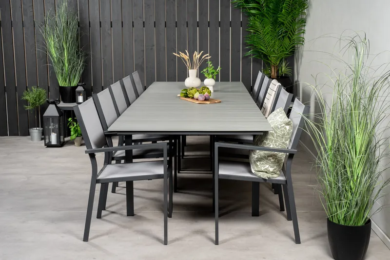 Levels Matgrupp Utomhus 225-325 cm Rektangulär med 10 Copacabana Utestolar - Grå - Utemöbler - Utegrupp - Matgrupper utomhus