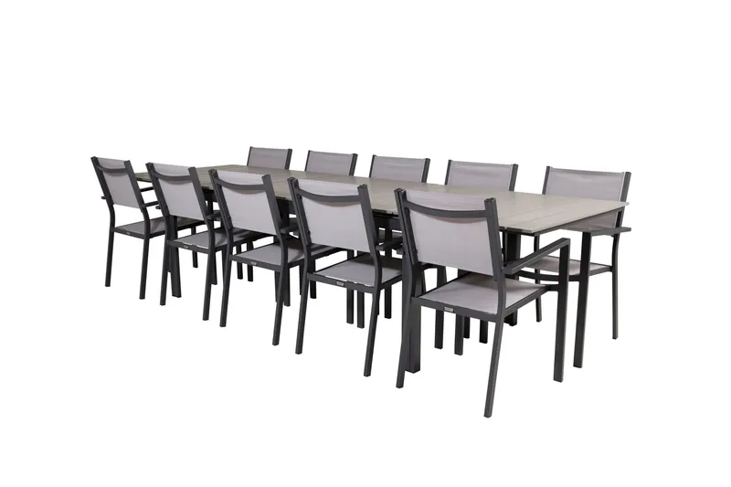 Levels Matgrupp Utomhus 225-325 cm Rektangulär med 10 Copacabana Utestolar - Grå - Utemöbler - Utegrupp - Matgrupper utomhus