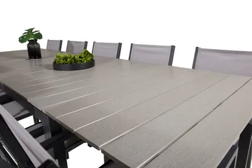 Levels Matgrupp Utomhus 225-325 cm Rektangulär med 10 Copacabana Utestolar - Grå - Utemöbler - Utegrupp - Matgrupper utomhus