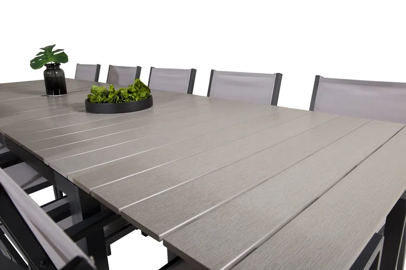 Levels Matgrupp Utomhus 225-325 cm Rektangulär med 10 Copacabana Utestolar - Grå - Utemöbler - Utegrupp - Matgrupper utomhus