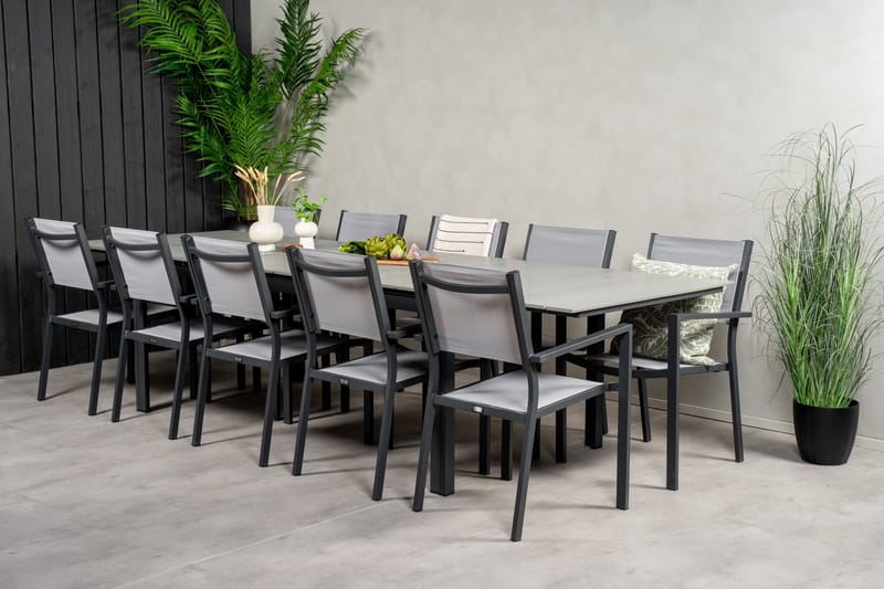 Levels Matgrupp Utomhus 225-325 cm Rektangulär med 10 Copacabana Utestolar - Grå - Utemöbler - Utegrupp - Matgrupper utomhus