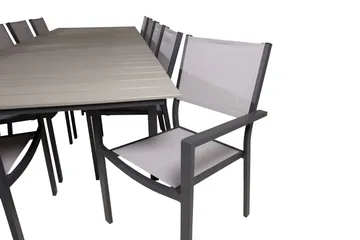 Levels Matgrupp Utomhus 225-325 cm Rektangulär med 10 Copacabana Utestolar - Grå - Utemöbler - Utegrupp - Matgrupper utomhus