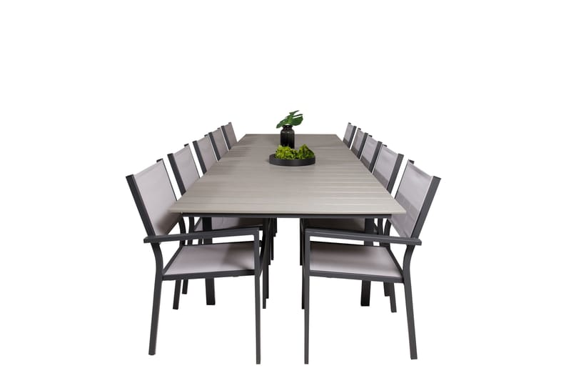 Levels Matgrupp Utomhus 225-325 cm Rektangulär med 10 Copacabana Utestolar - Grå - Utemöbler - Utegrupp - Matgrupper utomhus