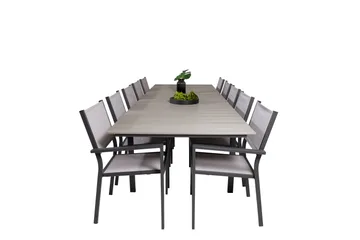 Levels Matgrupp Utomhus 225-325 cm Rektangulär med 10 Copacabana Utestolar - Grå - Utemöbler - Utegrupp - Matgrupper utomhus