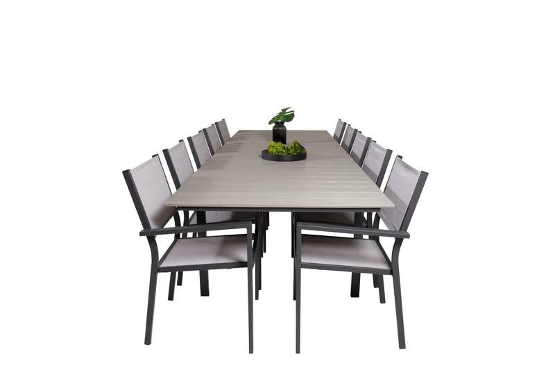 Levels Matgrupp Utomhus 225-325 cm Rektangulär med 10 Copacabana Utestolar - Grå - Utemöbler - Utegrupp - Matgrupper utomhus