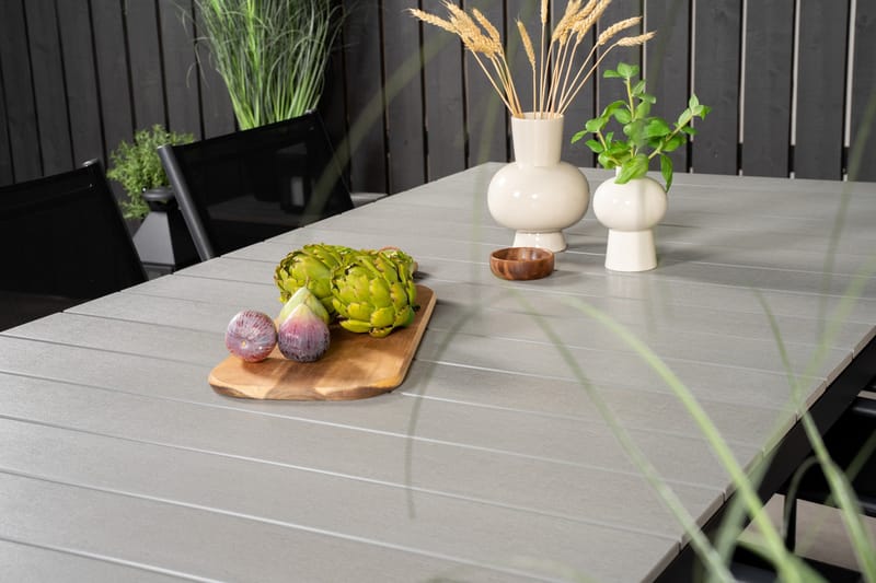 Levels Matgrupp Utomhus 225-325 cm Rektangulär med 6 Santorini Utestolar - Svart - Utemöbler - Utegrupp - Matgrupper utomhus