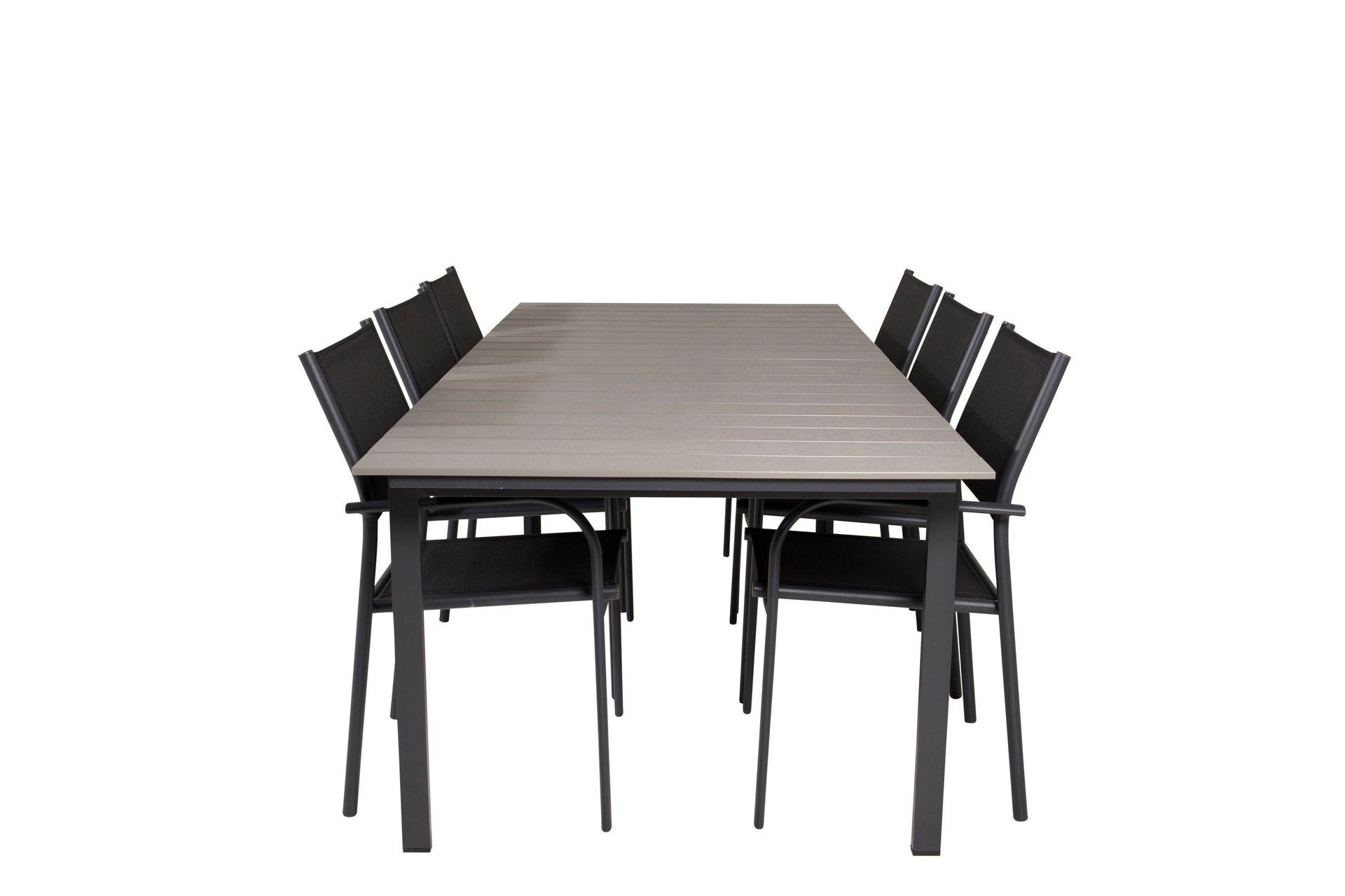 Levels Matgrupp Utomhus 225-325 cm Rektangul&auml;r med 6 Santorini Utestolar - Svart