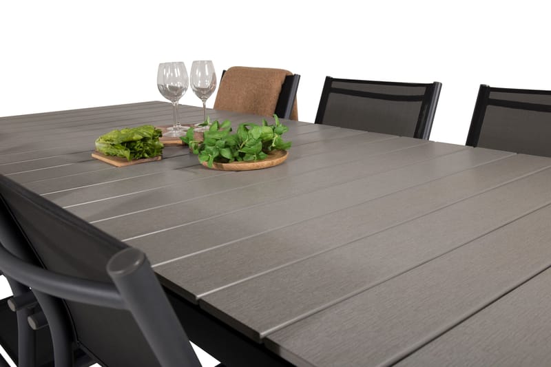 Levels Matgrupp Utomhus 225-325 cm Rektangulär med 6 Santorini Utestolar - Svart - Utemöbler - Utegrupp - Matgrupper utomhus