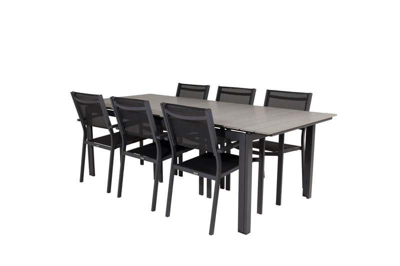 Levels Matgrupp Utomhus 230-310 cm Rektangulär med 6 Copacabana Utestolar - Svart - Utemöbler - Utegrupp - Matgrupper utomhus