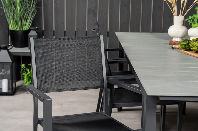 Levels Matgrupp Utomhus 230-310 cm Rektangulär med 6 Copacabana Utestolar - Svart - Utemöbler - Utegrupp - Matgrupper utomhus