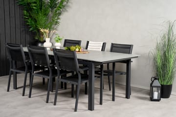 Levels Matgrupp Utomhus 230-310 cm Rektangulär med 6 Copacabana Utestolar - Svart - Utemöbler - Utegrupp - Matgrupper utomhus