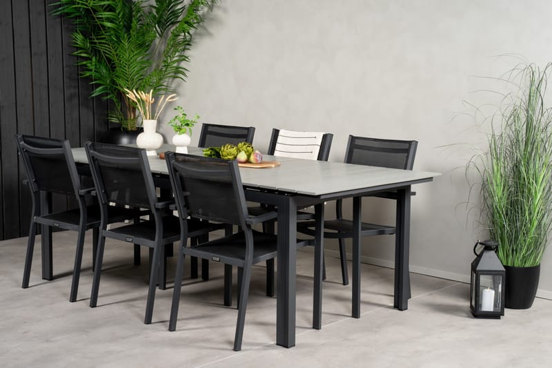 Levels Matgrupp Utomhus 230-310 cm Rektangulär med 6 Copacabana Utestolar - Svart - Utemöbler - Utegrupp - Matgrupper utomhus