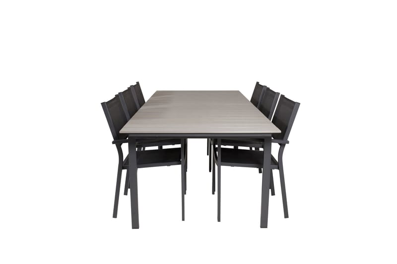 Levels Matgrupp Utomhus 230-310 cm Rektangulär med 6 Copacabana Utestolar, Svart