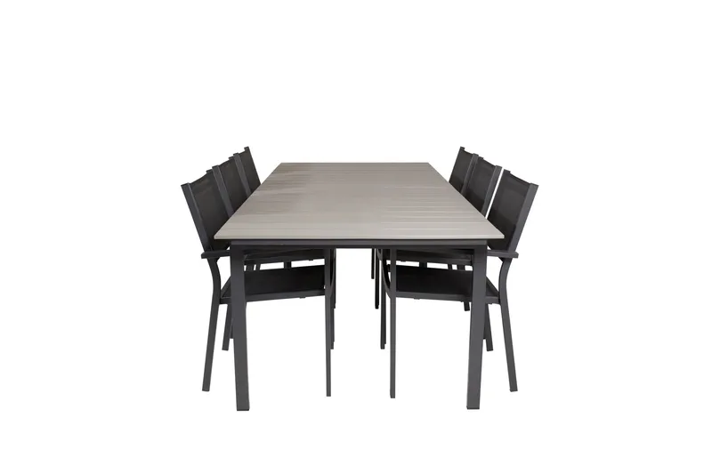 Levels Matgrupp Utomhus 230-310 cm Rektangulär med 6 Copacabana Utestolar, Svart