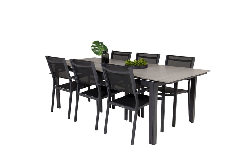 Levels Matgrupp Utomhus 230-310 cm Rektangulär med 6 Copacabana Utestolar - Svart - Utemöbler - Utegrupp - Matgrupper utomhus