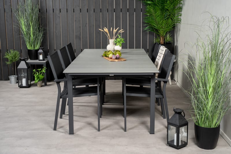 Levels Matgrupp Utomhus 230-310 cm Rektangulär med 6 Copacabana Utestolar - Svart - Utemöbler - Utegrupp - Matgrupper utomhus